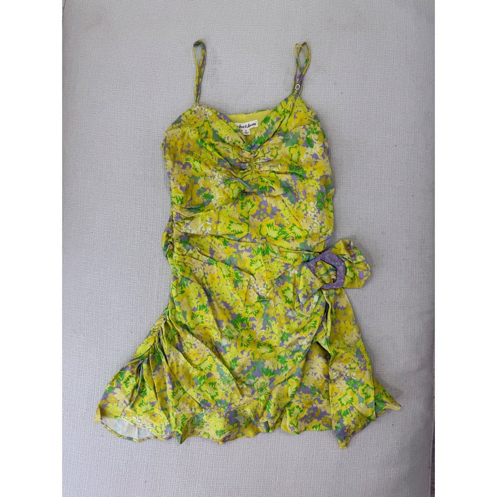For Love & Lemons Dress Womens S Floral Ruched Side Buckle Mini Excellent